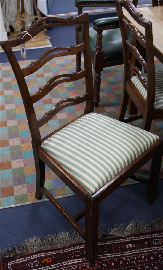 A set of six Chippendale style mahogany ladder-back dining chairs